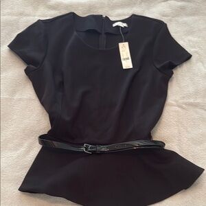 New York & Company Black Blouse with Belt